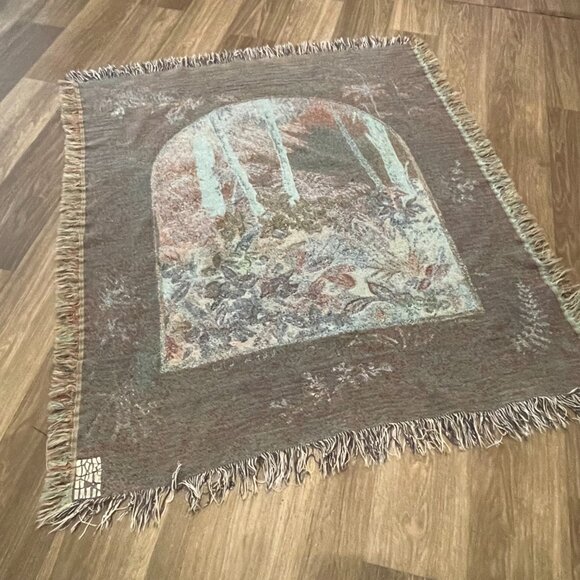 Tapestry Throw Blanket with Fringe Tropical Oasis Palm Trees Cotton By Lena Liu - Picture 4 of 4